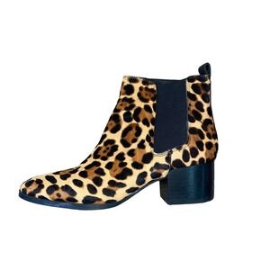 Nine West Colt Genuine Calf Hair Chelsea Ankle Boots booties cheetah print SZ 8